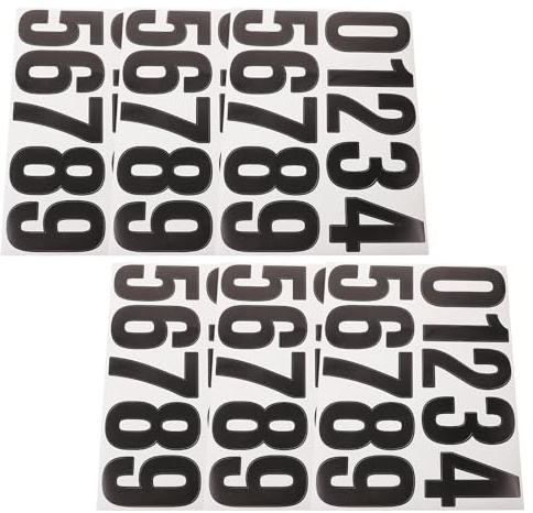 GLEAVI Lot de 6 Autocollants Numérotés Noirs 10 Cm, Autocollants Adhésifs Étanches pour Boîte aux Lettres et Poubelle, Chiffres Auto-adhésifs Résistants aux Intempéries pour Usage