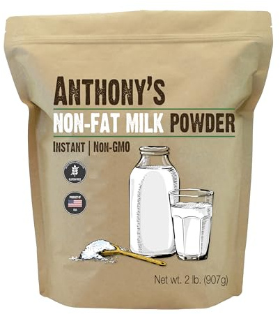 Anthony's Non Fat Milk Powder, 2 lb, Instant, Gluten Free & Non GMO