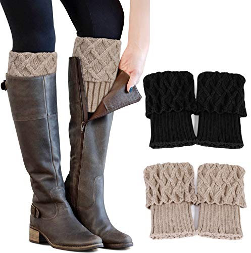 PHOGARY 2 Paare Stulpen Damen Winter Beinwärmer, Stricken Häkelarbeit Kurze Knopf Pulswärmer Leg Warmers Mädchen Stiefel Boot Abdeckung für Winterwärmer