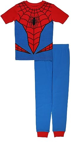 Marvel Boys' Spider-Man 2-Piece Snug-Fit Cotton Pajama Set, SPIDER COSTUME, 4
