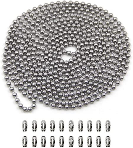 6M Chaîne à Billes, BetterJonny Chaîne en Acier Inoxydable de 4,5 mm avec 20 Connecteurs Correspondants Chaîne Boule Chaîne à Rouleaux Chaîne d'Extension Perlée Chaine pour Fabrication de Bijoux