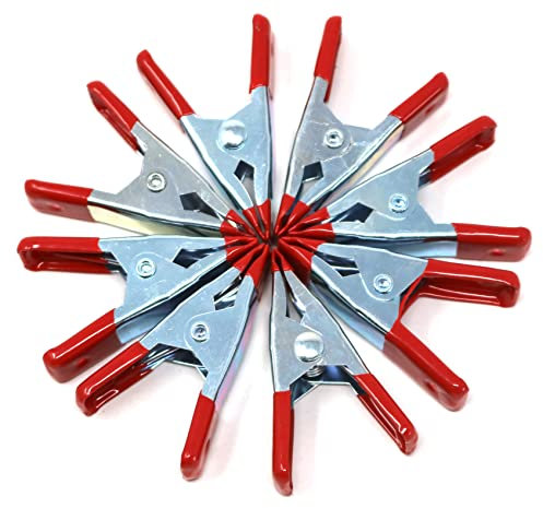 fiXte 8 Piece Metal Spring Clamps Set Zinc Plated Steel with Vinyl Coated Tips DIY Workshop Garage Home Craft