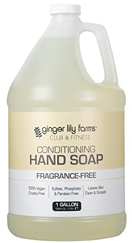 Ginger Lily Farms Club & Fitness Conditioning Liquid Hand Soap Refill, 100% Vegan & Cruelty-Free, Fragrance Free, 1 Gallon (128 fl oz)