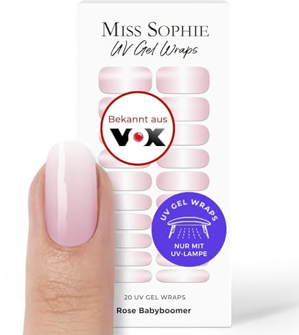 Original Miss Sophie UV Gel Nagelfolien Rose Babyboomer UV I 20 UV Gel Nagellack-Streifen mit Farbverlauf I Für Finger- & Fußnägel