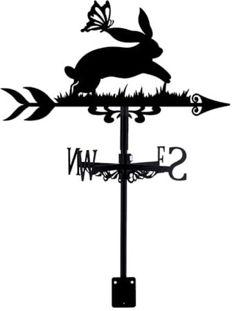 SUPERDANT Wetterhahn Running Bunny Wetterhahn fürs Dach Kaninchen Schmetterling Wetterfahne Richtungsschild Wetterfahnen Gartendeko Outdoor Bauernhaus Dekoration Dachaufsatz