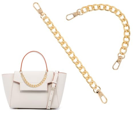 Lusofie 2 Stück Taschenkette Gold 20cm Aluminium Kurze Taschenkette Goldene Handtaschen Verlängerung Kette Metall Handtaschenketten Ersatz Kette Für Schultertaschen Geldbörse Umhängetaschen