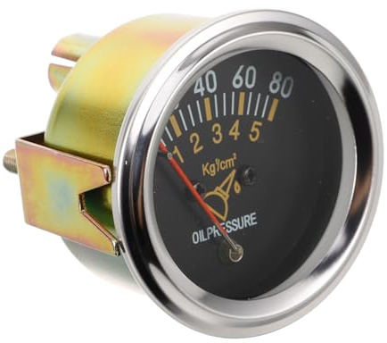 JECOMPRIS Manomètre et Huile Voiture Mécanique Pression 52mm Boîtier Métal Noir Solide Installation Simple