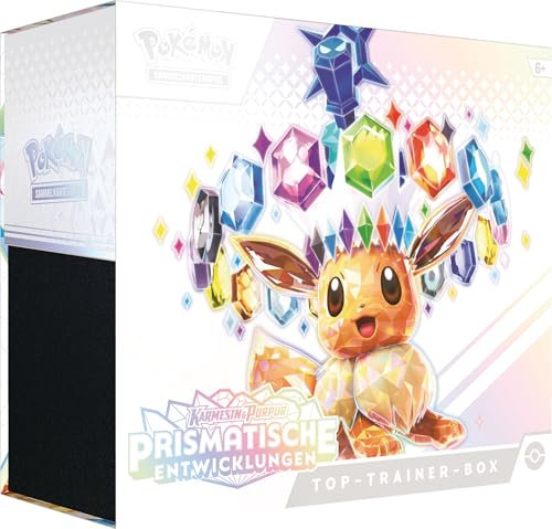 Pokémon-Sammelkartenspiel: Top-Trainer-Box Karmesin & Purpur – Prismatische Entwicklungen (1 Vollbild-Promokarte, 9 Boosterpacks & Premium-Zubehör)