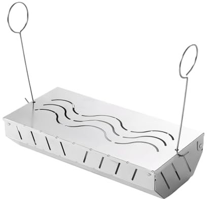 Kissmii Lot de 2 boîtes de fumage en acier inoxydable avec couvercle à charnière, copeaux de bois fumés pour un arôme fumé