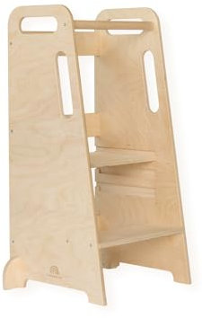 Zwergensache Lernturm ab 1 Jahr – Höhenverstellbar ohne Werkzeug – Kinder-Küchenhelfer, Lernturm aus Holz – kippsicher & stabil – fördert Selbstständigkeit - 1 bis 5 Jahre