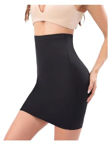 SHBHWS Fajas Control de Abdomen Sin Costuras Levantamiento de Cuerpo Falda Moldeadora de Cintura Enagua Ropa Interior Adelgazante para Vestidos(Black,S)