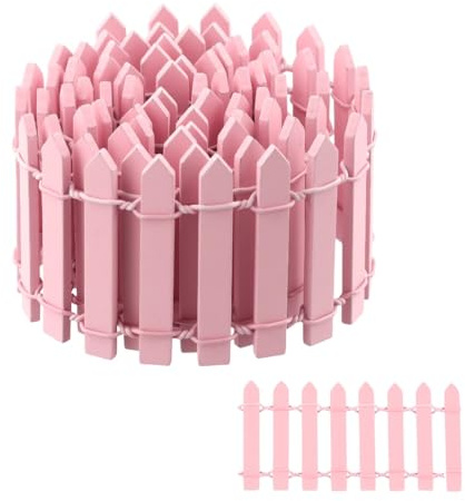 Recinzione in Miniatura, Mini Staccionata in Legno Rosa 90 x 5 cm, Fai Da Te per Giardino Delle Fate, Vasi, Micro Paesaggi, Terrari, Case Delle Bambole, Bonsai