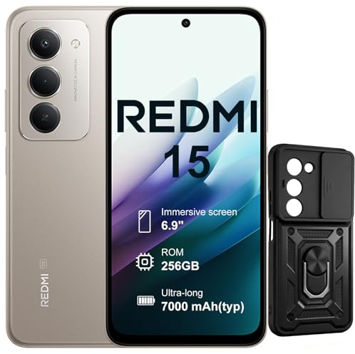XIAOMI Redmi 15 5G Smartphone | 8GB+256GB | Batteria 7000mAh | Display 6.9 FHD+ 144Hz | Snapdragon 6 Gen 3 | Fotocamera 50MP | Senza Caricatore | Include Custodia Protettiva (Grigio)