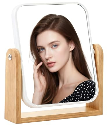 Feirdhoo 3X/1X Espejo cosmético con aumento, espejo de mesa giratorio 360°, espejo de doble cara Super HD, espejo de maquillaje para maquillaje, cuidado facial y afeitado