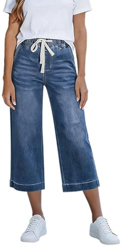 Pantacourt Femme Été Jean: Grande Taille Elastique Stretch Pantalon Corsaire Sport Leger Fluide Pantalons Capri Denim Panta Court