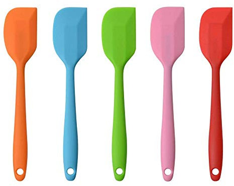 MOACC Teigschaber Silikon Set, Antihaft-Gummispatel mit Edelstahlkern Teigschaber - Hitzebeständiges Spatel-Küchenutensilien zum Backen-Set, 5 Stück, Mehrfarbig