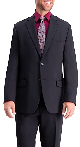 Haggar Men's Travel Performance Twill Tailored Fit Suit Separate Coat Suit, Black, 46R