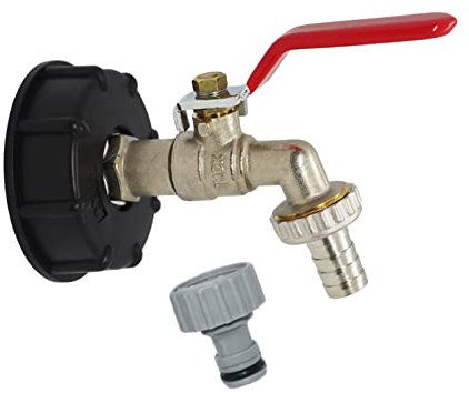 Bekindpro IBC Wasserhahn IBC Kugelauslaufhahn Adapter S60x6 Messing IBC Auslaufhahn 1/2 Zoll Gartenschlauch Wasserhahn Wassertank Schlauchanschluss Kugelhahn Ersatz IBC Tank Zubehör