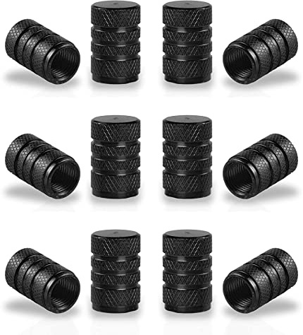 SINGARO 12PCS Tire Valve Stem Caps, Car Exterior Accessories, Aluminum Alloy Valve Cover Universal for Cars, Trucks, Motorcycles and Bicycles (Black)