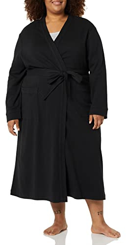 Amazon Essentials Women's Lightweight Waffle Full-Length Robe (Available in Plus Size), Black, 4XL Plus