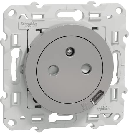 Schneider Electric - Odace - Prise affleurante + usb C10,5W - aluminium - S530089