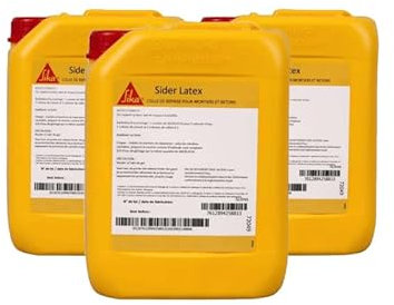 Lot de 3 colles de reprise pour mortiers et bétons - SIKA SiderLatex - Blanc laiteux - 5L