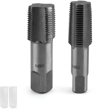 DEANKEJI 2 Stück Rohrgewindebohrer Set, 1/2 Gewindeschneider, 3/4 Gewindebohrer, Gewindebohrer Set mit Aufbewahrungsbox aus Kunststoff, zur Reparatur von Rohrgewindeverbindungen