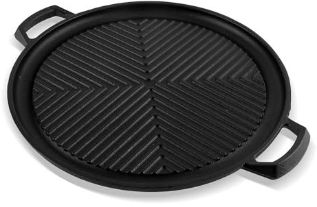 WENLISELL Griddle Pan, 30cm Non-Stick Barbecue Grill Pan with Double Handles, Round Cast Iron Griddle Plate for Steaks, Broil, Bread, Pancakes