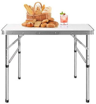 Yiyai Klappbarer Multifunktionstisch Mehrzwecktisch Campingtisch Klapptisch Markttisch höhenverstellbarer Tapeziertisch Beistelltisch zum Campen im Garten für Festivalls Märkte 75x55x70cm(LxBxH)