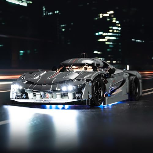 Light Kit for Lego 42173 Koenigsegg Jesko Absolut Grey Hypercar | Lighting Set for Lego 42173 Technic Koenigsegg Jesko Absolut Grey Hypercar Set - Not Include Models, Just Light Kit
