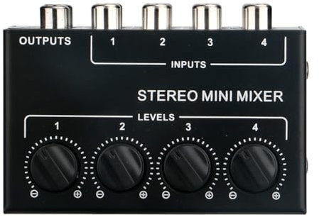 Niejgay Mini Mixer Passivo A 4 Canali Compatto Strumento Musicale Lettore CD Mixer Hub Stereo per Computer