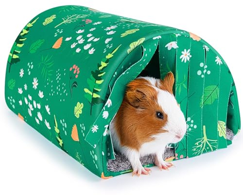 BeBeJoJo Guinea Pig Bed Rabbit Hideout, Soft Guinea Pig Tunnel with Curtains Washable Hamster Hideout Accessories for Small Pet