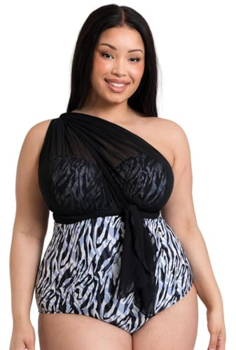 Curvy Kate Strapless Multiway Bandeau Swimsuit Wrapsody Womens Ladies Sport Beach Swimwear Zebra Cup Size D-J (UK, Cup & Band, H, 34, Zebra Print)