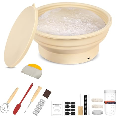 Heated Silicone Bread Proofing Basket Set Fermentation Glass Jar Set for Beginner Hobbyists Dough Fermentation Tools Accessories