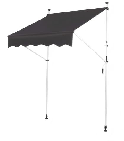 Hoclauho Store de terrasse avec manivelle - Protection solaire - 150 cm - Largeur 2/300 cm - Longueur extensible - Noir