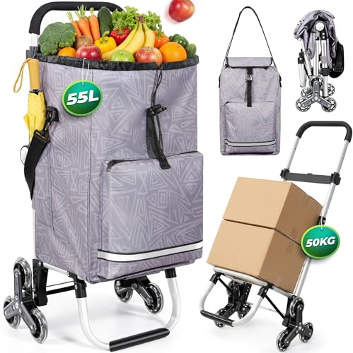 Shoppingvagn hopfällbar kundvagn med 50 l + 5 l kylfunktion upp till 50 kg