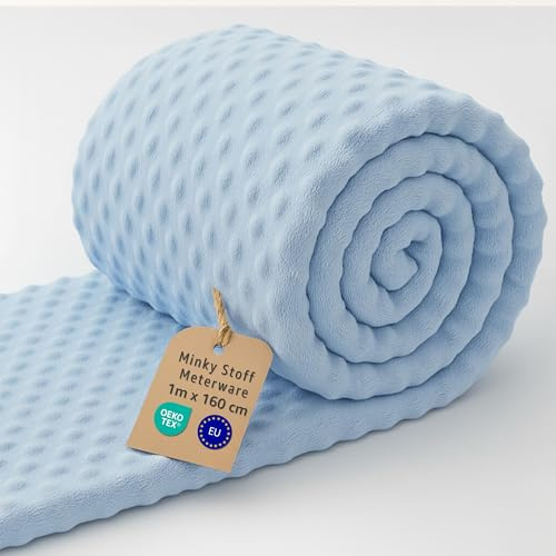Tyg Metervara Minky Plysch Polyester 1 M x 160 cm – Sytyg Supermjukt Varmt för Filtar Överkast Gosedjur Accessoarer Passar Känslig Babyhud med Oeko Tex Blå