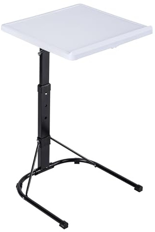 T-LOVENDO.ES Mesa Auxiliar Plegable con Altura Ajustable, Forma de C, con 3 Alturas (de 63,5 a 76 cm), 3 Ángulos Ajustables, para Ordenador Portátil, Lectura, Sofá, Sillón (Blanco)