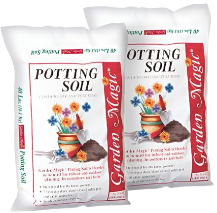 Michigan Peat 2 Pack Garden Magic General Purpose Moisture Retaining Potting Soil Mix for Indoor and Outdoor Planting, 40 lb Bag