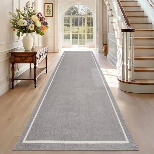 TEHWDAIYOU Tappeto Runner per Corridoio Tappeto Cucina Passatoia Antiscivolo Lavabile 90 x 200 cm Tappeto Corridoio Tappeti Runner Passatoia Tappetino per Soggiorno Entrata Ingresso Grigio