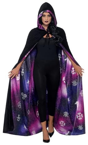 Smiffys Cape réversible oui-ja galaxie Deluxe, Noir et violet, unisexe Halloween