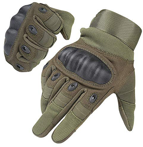 HIKEMAN Full Finger Gloves for Men Women Touch Screen Hard Knuckle Gloves for Outdoor Sports Work Suitable for Cycling Motorcycle Hiking Climbing Lumbering Heavy Industry(Army green,XL)