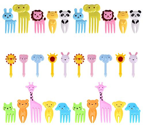 Get Fresh 30 Stück Mini Tiere Zahnstocher für Kinder - Tierfutter Obst Picks Bento für Kinder Party Bento Brotdose - Bunte Tierfutter Obst Gabeln und Plastikfrucht Zahnstocher