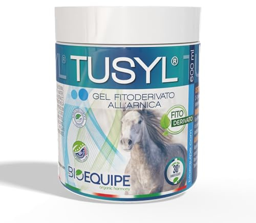 TUSYL (600 ml) Bálsamo para caballos árnica para caballos uso humano gel 99% árnica montana italiana. Arnica Cavalli Made in Italy, masaje con músculos y articulaciones, testado dermatológicamente