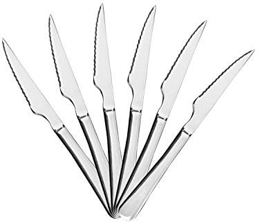 Mr. Spoon - 6 Couteaux à Viande en Acier Inoxydable 22,5x2,05 cm