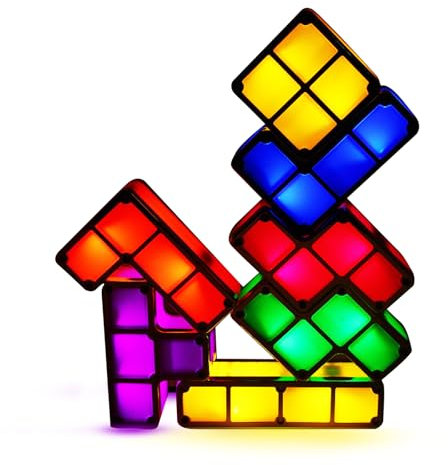 IHONYI Table Lamp DIY Tetris Puzzle Night Light Creative Stackable Bedroom Desk Lamp Kids Puzzle Toy Home Office Decor