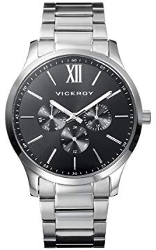 Viceroy Reloj Analógico Hombre de Acero Inoxidable - 43 mm - Movimiento de Cuarzo - Esfera Negra - Acabado Dorado - Sumergible 5 ATM - Colección Magnum – 401187-53