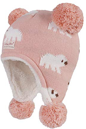 YAMEE Barnmössa baby varm vintermössa pojkar flickor småbarn öronlappar mössa stickad mössa varm höst vintermössa mössa skalle mössa med öronskydd (0–5 år), 17D12 x rosa, 1-2 år