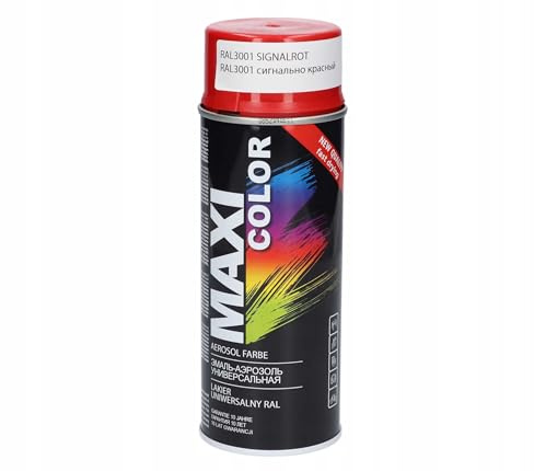 Maxi Color NEW QUALITY Sprühlack Lackspray Glanz 400ml Universelle spray Nitro-zellulose Farbe Sprühlack schnell trocknender Sprühfarbe (RAL 3001 signalrot glänzend)