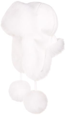 Futrzane Fliegermütze - Schapka Uschanka Damen - Fell Trapper Mütze aus Leder (One Size, Weiß - Weiß Siberian)